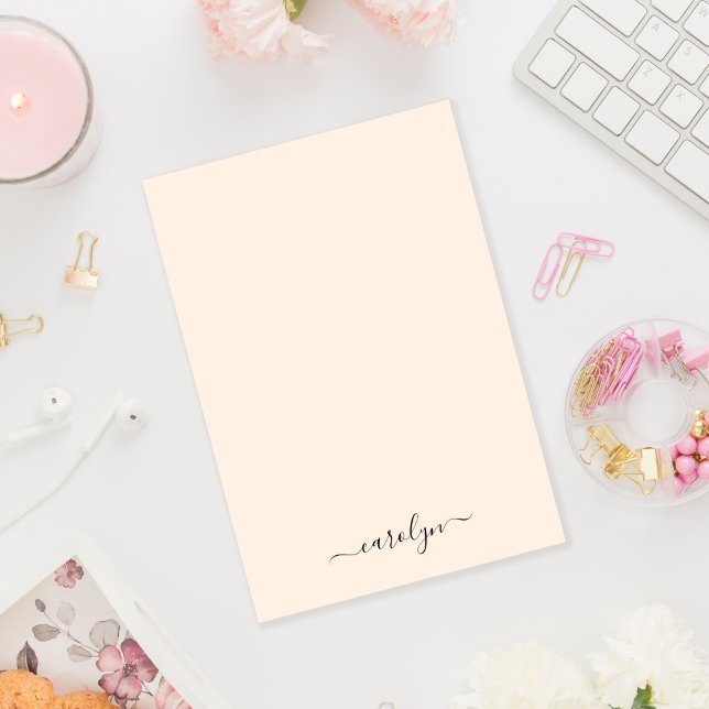 Girly Beige Monogram Modern Script Personalised Post-it Notes (Creator Uploaded)