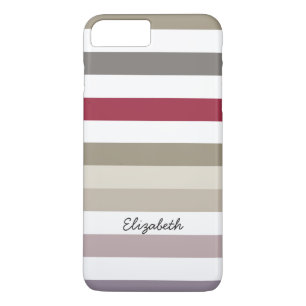 Girly Beige Red Big Horizontal Stripes With Name Case-Mate iPhone Case