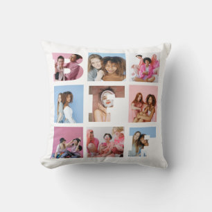Girly Best Friends BFF Photo Collage Heart Script Cushion