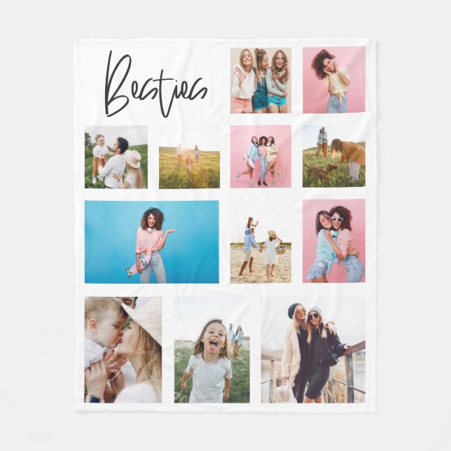 Girly besties 20 photo best friend modern simple fleece blanket (Front)