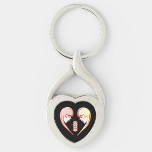 Girly BFF Karaoke Love Heart Key Ring