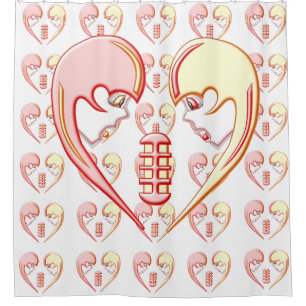 Girly BFF Karaoke Love Heart Shower Curtain