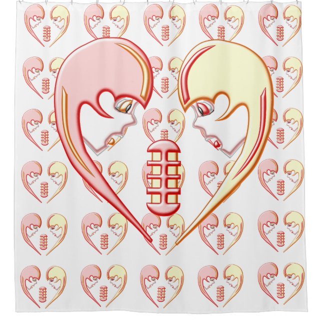 Girly BFF Karaoke Love Heart Shower Curtain (Front)
