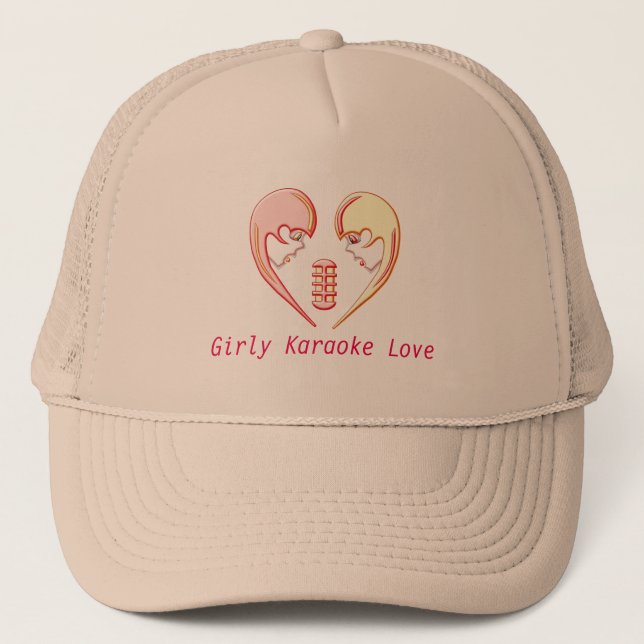 Girly BFF Karaoke Love Heart Trucker Hat (Front)