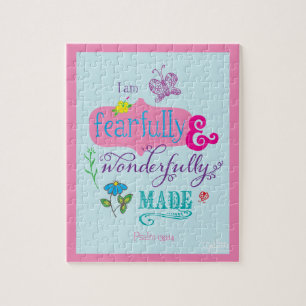Girly Bible Verse Fearfully and Wonderfully Made Jigsaw Puzzle