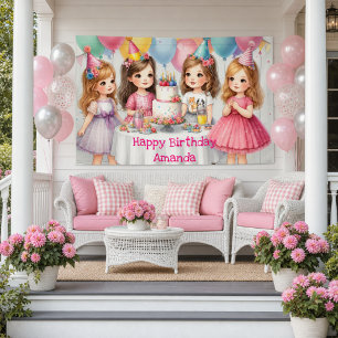 Girly Birthday Party Pink Personalised  Banner