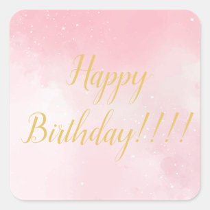 Girly Birthday Party Square Sticker