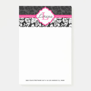Girly Black And White Damask Post-it Notes