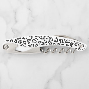 Girly Black and White Leopard Spot Corkscrew