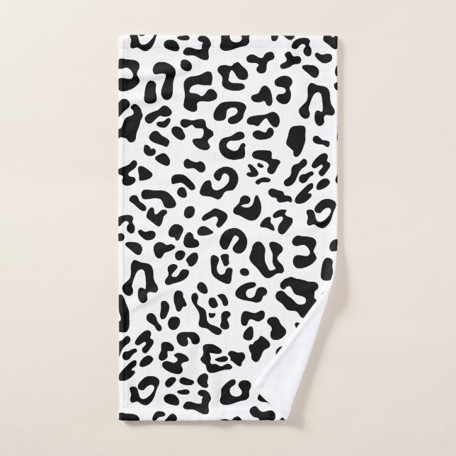 Girly Black and White Leopard Spot Hand Towel (Hand Towel)