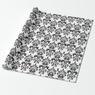 Girly Black and White Vintage Damask Pattern 2 Wrapping Paper