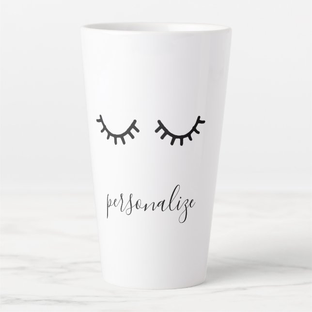 Girly Black Eyelashes Latte Mug (Front)