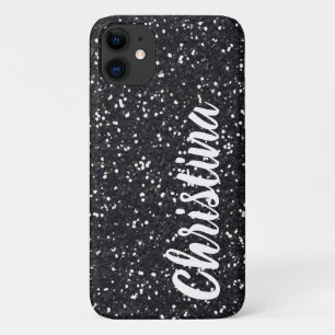 Girly Black Glitter Name Personalised Case-Mate iPhone Case