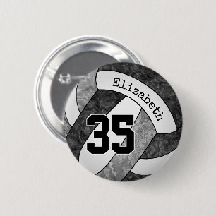 girly black grey volleyball team colours gifts 6 cm round badge