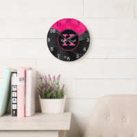 Girly Black Hot Pink Grey Waves Glam Monogram Name