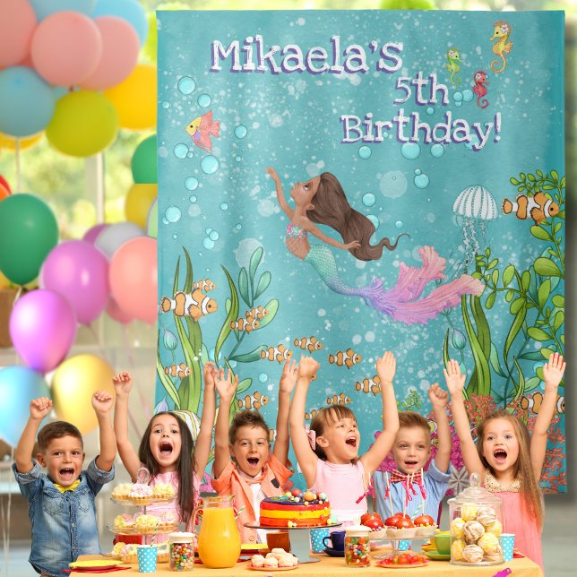 Girly Black Mermaid Under the Sea Wall Backdrop Tapestry (Creator Uploaded)