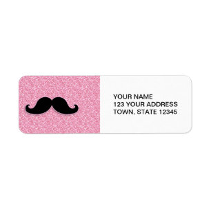 GIRLY BLACK MUSTACHE PINK GLITTER PRINTED