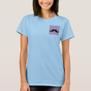 GIRLY BLACK MUSTACHE PINK GLITTER PRINTED T-Shirt