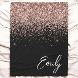 Girly Black Rose Gold Blush Pink Glitter Monogram Fleece Blanket<br><div class="desc">Black and Rose Gold - Blush Pink Sparkle Glitter Script Monogram Name and Initial Fleece Blanket. This makes the perfect sweet 16 birthday,  wedding,  bridal shower,  anniversary,  baby shower or bachelorette party gift for someone that loves glam luxury and chic styles.</div>
