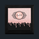 Girly Black Rose Gold Glitter Drips Monogram Gift Box<br><div class="desc">A girly black and rose gold glitter drips ipad cover with an elegant scroll monogram gift box. Personalise it for a gift! Designed for you by Blackberry Boulevard.</div>