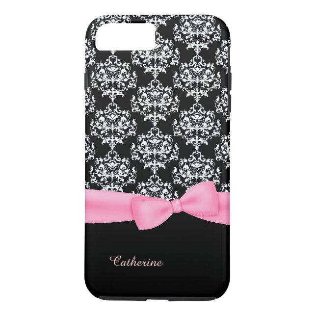 Girly Black & White Damask iPhone 7 Plus case (Back)