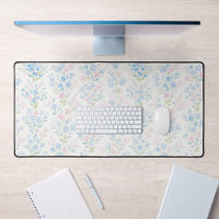 Girly Blue Floral Desk Mat