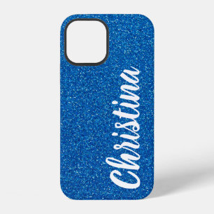 Girly Blue Glitter Name Personalised iPhone 12 Case