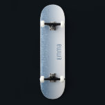 Girly blue Glitter Skateboard with Name<br><div class="desc">Easily personalise this custom pink faux glitter skateboard deck. Make this skateboard your own by adding your text. To access advanced editing tools, please go to "Personalise this template" and click on "Details", scroll down and press the "click to customise further" link. Ideal for any Occasion such as birthday or...</div>