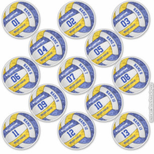 girly blue gold volleyball player names set of 13