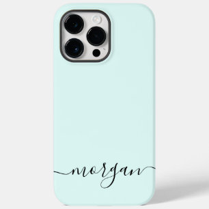 Girly Blue Monogram Modern Script Personalised Case-Mate iPhone 14 Pro Max Case