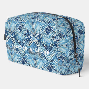 Girly Blue Navy Tribal Bohemian Abstract Dopp Kit