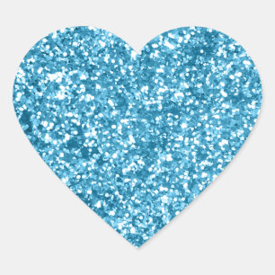 Girly Blue Sparkle Glitter Look Heart Sticker