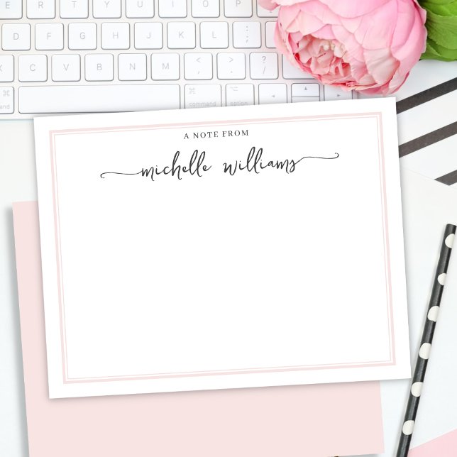 Girly Blush Border Stylish Calligraphy Script  Card (Creator Uploaded)