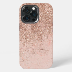 Girly blush coral faux rose gold glitter marble Ca iPhone 13 Pro Case