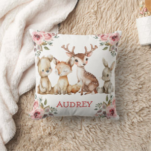 Girly Blush Floral Tribal Boho Woodland Animals Cushion