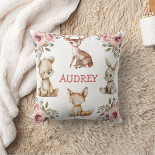 Girly Blush Floral Tribal Boho Woodland Animals Cushion