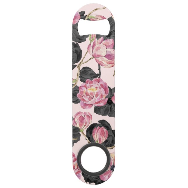Girly Blush Pink and Black Watercolor Flowers (Front)