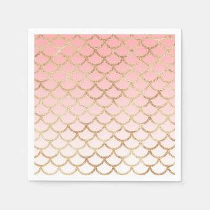 Girly Blush Pink and Gold Mermaid Glitter Sparkles Napkin