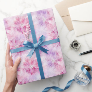 Girly Blush Pink Chic Lavender Floral Birthday Wrapping Paper