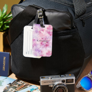 Girly Blush Pink Chic Lavender Floral Luggage Tag
