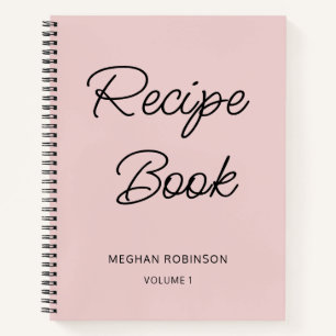 Girly Blush Pink Cookbook Personalised Recipe Notebook