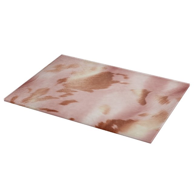 Girly Blush Pink Cream Brown Cowhide Cutting Board (Corner)