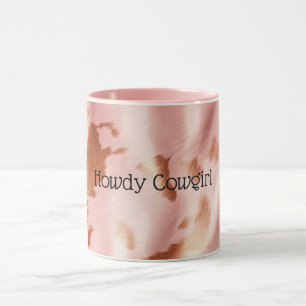 Girly Blush Pink Cream Brown Cowhide Mug