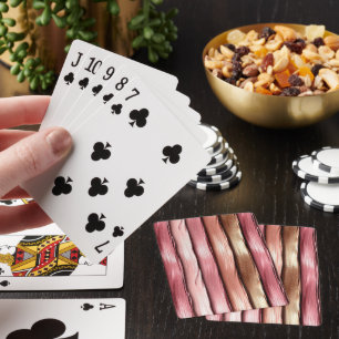 Girly Blush Pink Cream Gold Peach Stripes Playing Cards