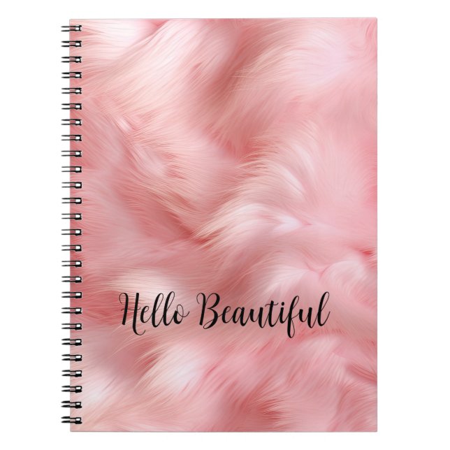 Girly Blush Pink Faux Fur Wrapping Paper Notebook (Front)