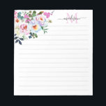 Girly Blush Pink Floral Watercolor Monogram Script Notepad<br><div class="desc">Girly Blush Pink Floral Watercolor Monogram Script Desk Notepad
The design features hand painted watercolor blush pink peony florals and foliage.</div>