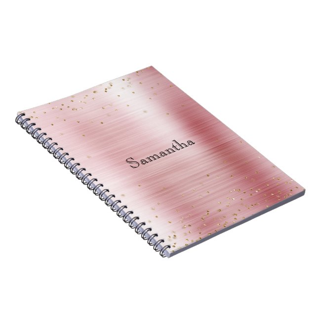 Girly Blush Pink Glam Gold Sparkle Confetti Notebook (Right Side)