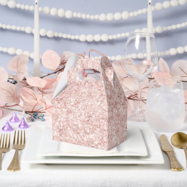 Girly Blush Pink Glitter Favour Box (Wedding)
