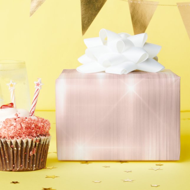 Girly Blush Pink Glitzy Streaks Birthday Wrapping Paper (Birthday Party)