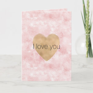 Girly Blush Pink Gold Heart Card